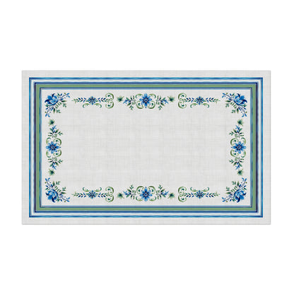 Toalha de Mesa Retangular Floral Azul 6 Lugares 140x220