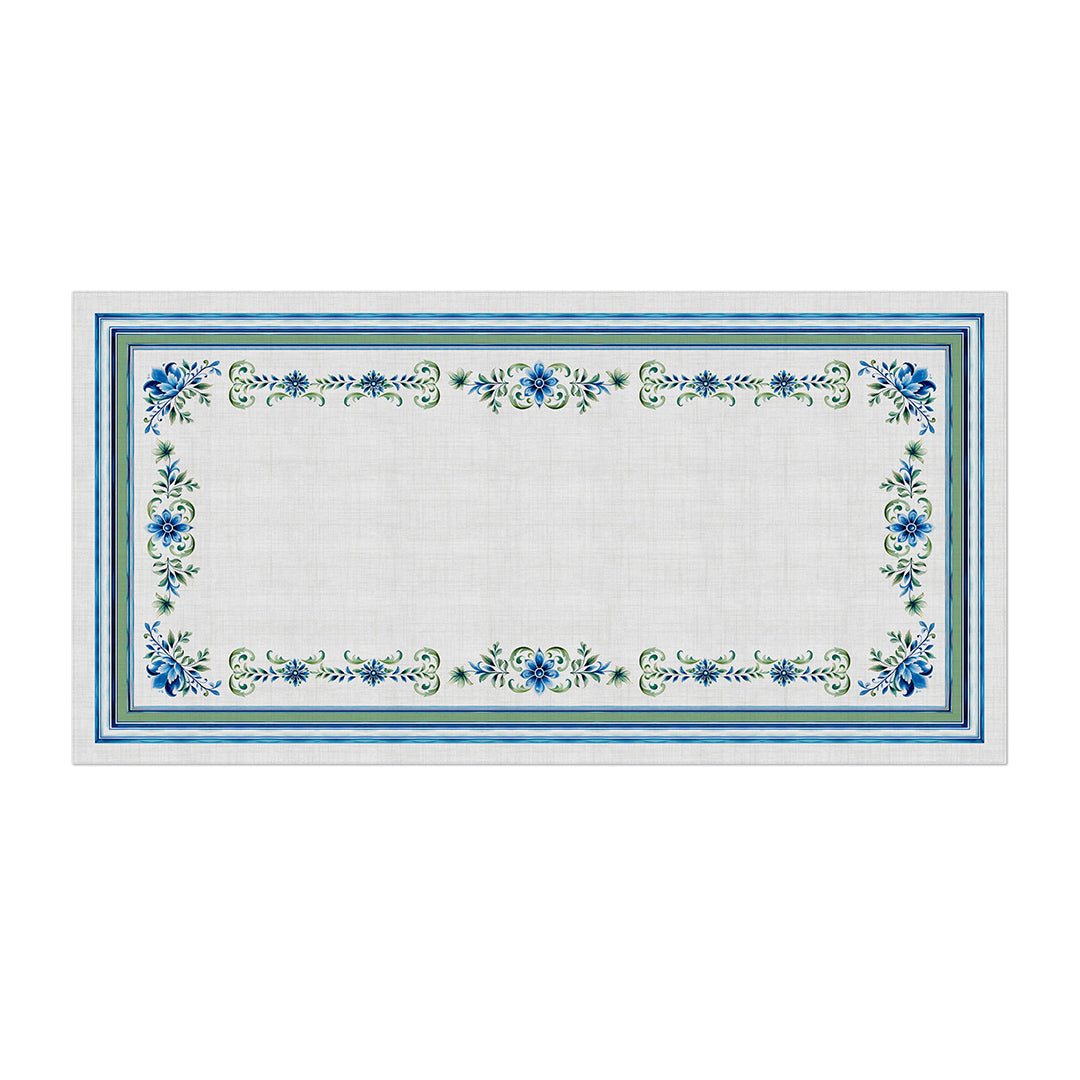 Toalha de Mesa Retangular Floral Azul 8 Lugares 140x270