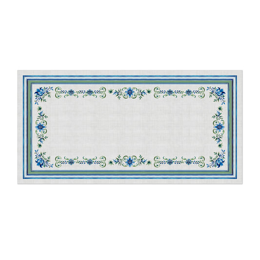 Toalha de Mesa Retangular Floral Azul 8 Lugares 140x270