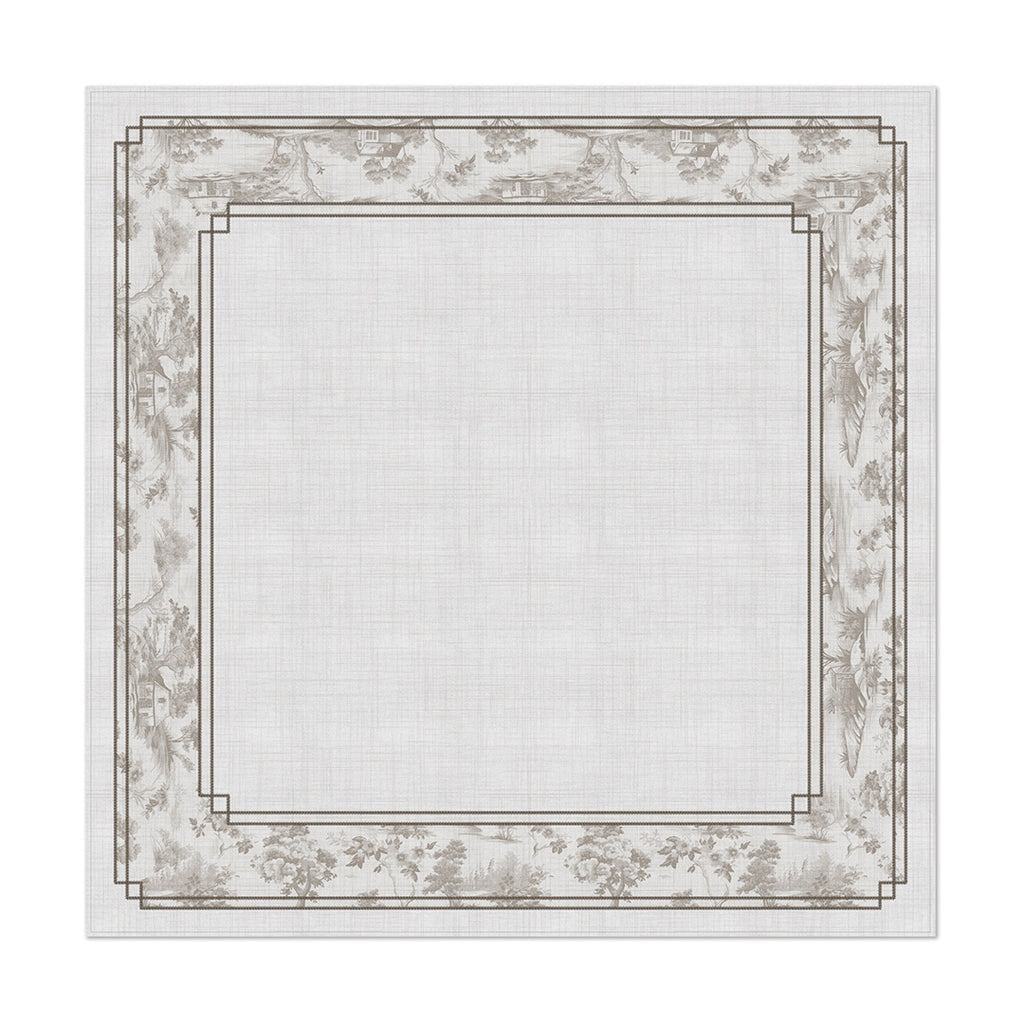 Toalha de Mesa Quadrada Floral Cinza 4 Lugares 140x140cm