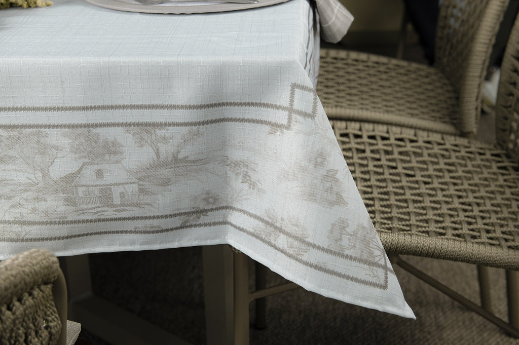 Toalha de Mesa Retangular Floral Cinza 6 Lugares 140x220cm