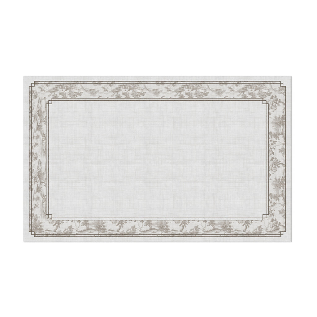 Toalha de Mesa Retangular Floral Cinza 6 Lugares 140x220cm