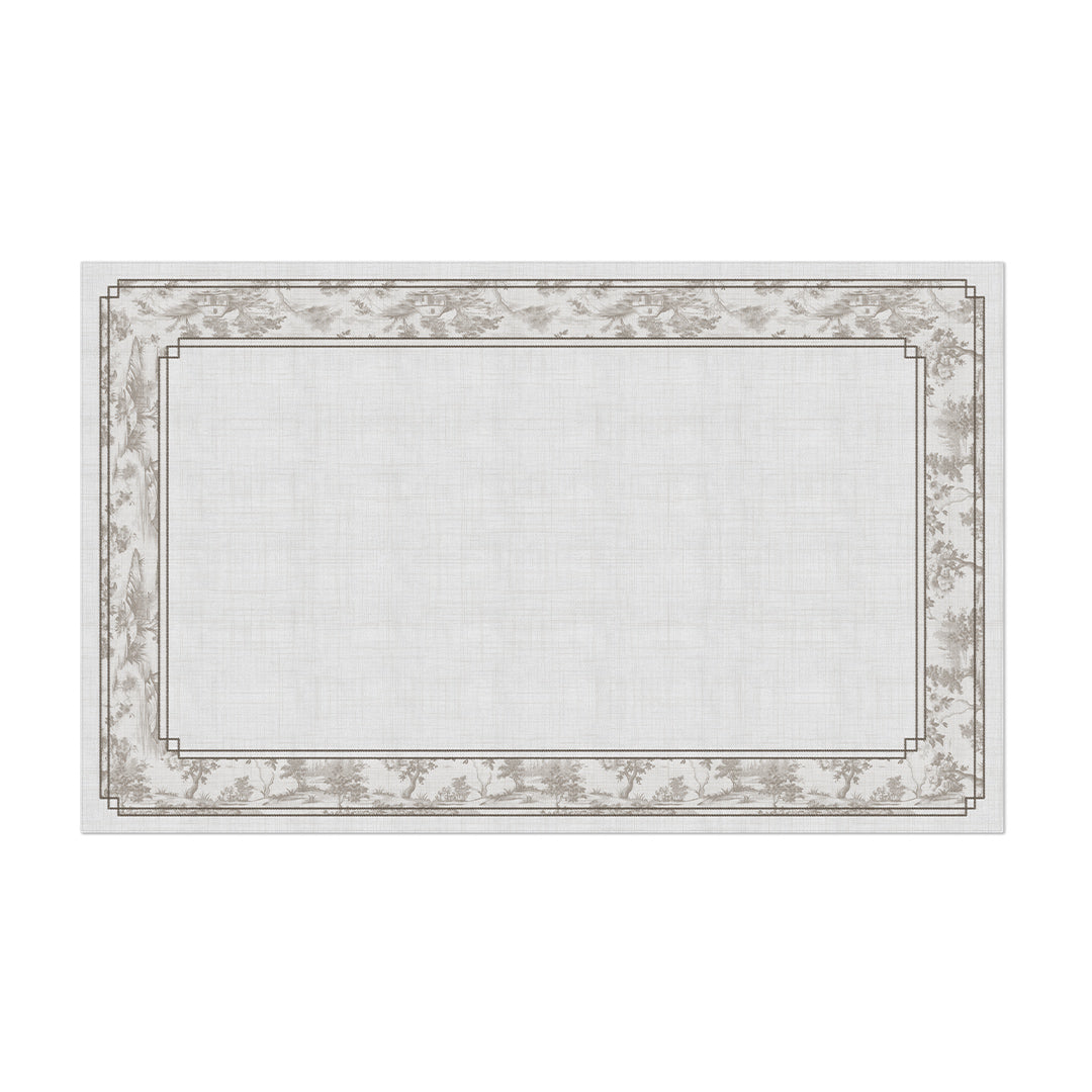 Toalha de Mesa Retangular Floral Cinza 6 Lugares 140x220cm