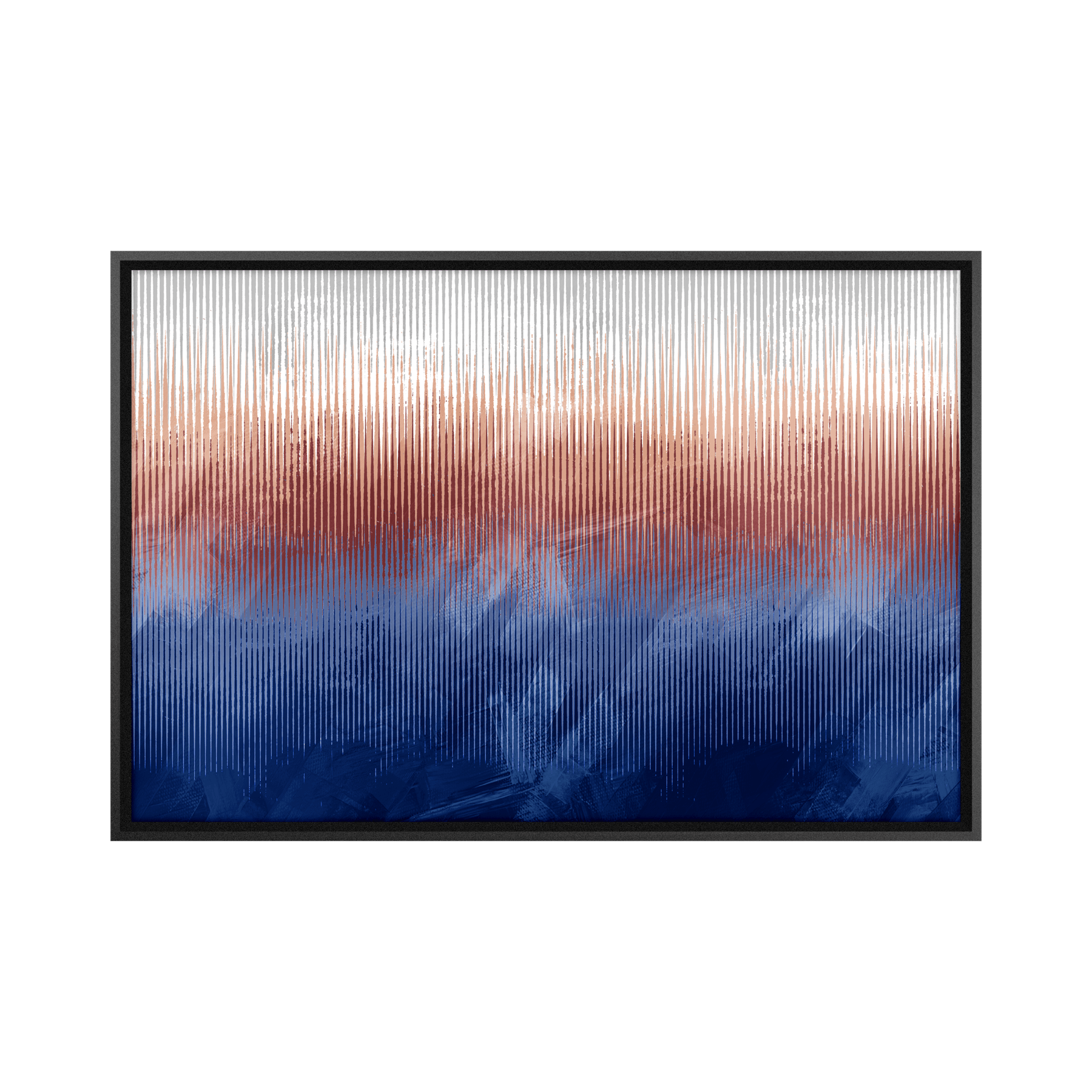 Quadro Abstrato Azul com Vidro Moldura 3D Preta - Médio 90x60cm