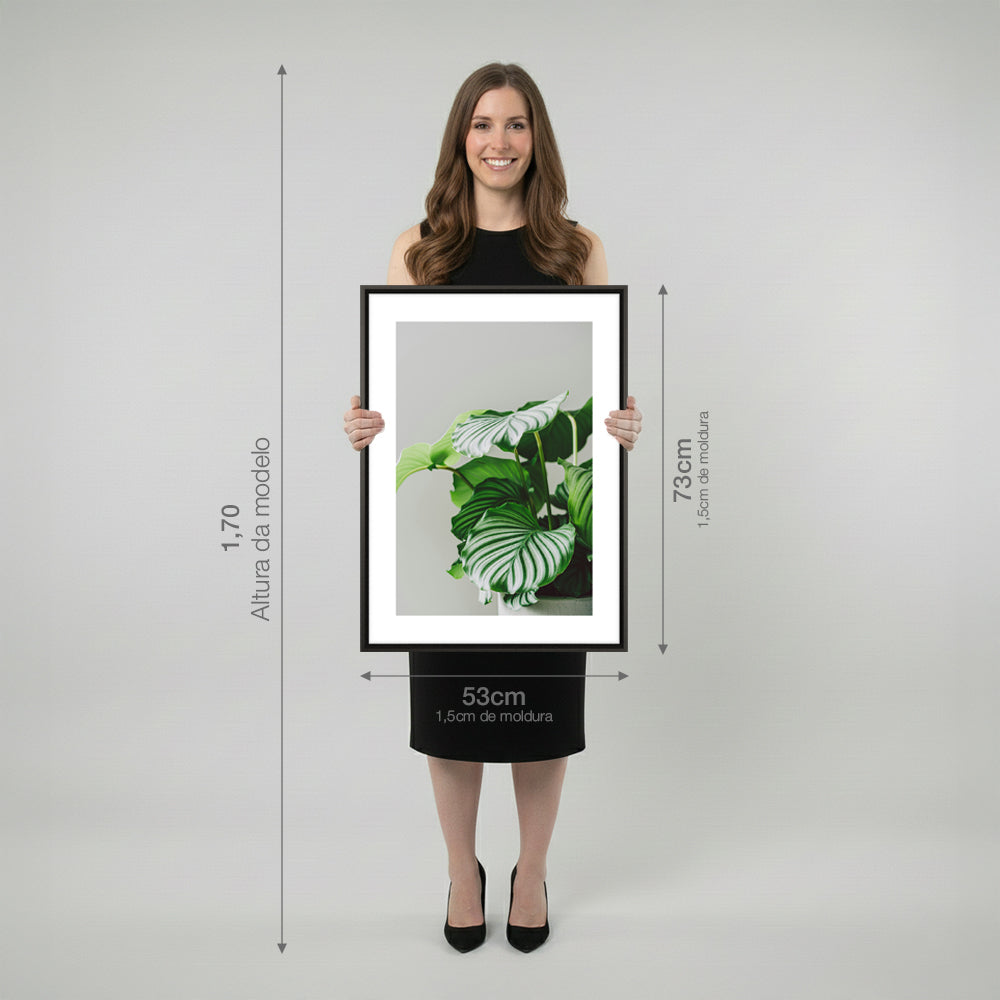 Quadro Vaso de Planta com e sem Vidro Moldura 3D Preta - Médio 50x70cm