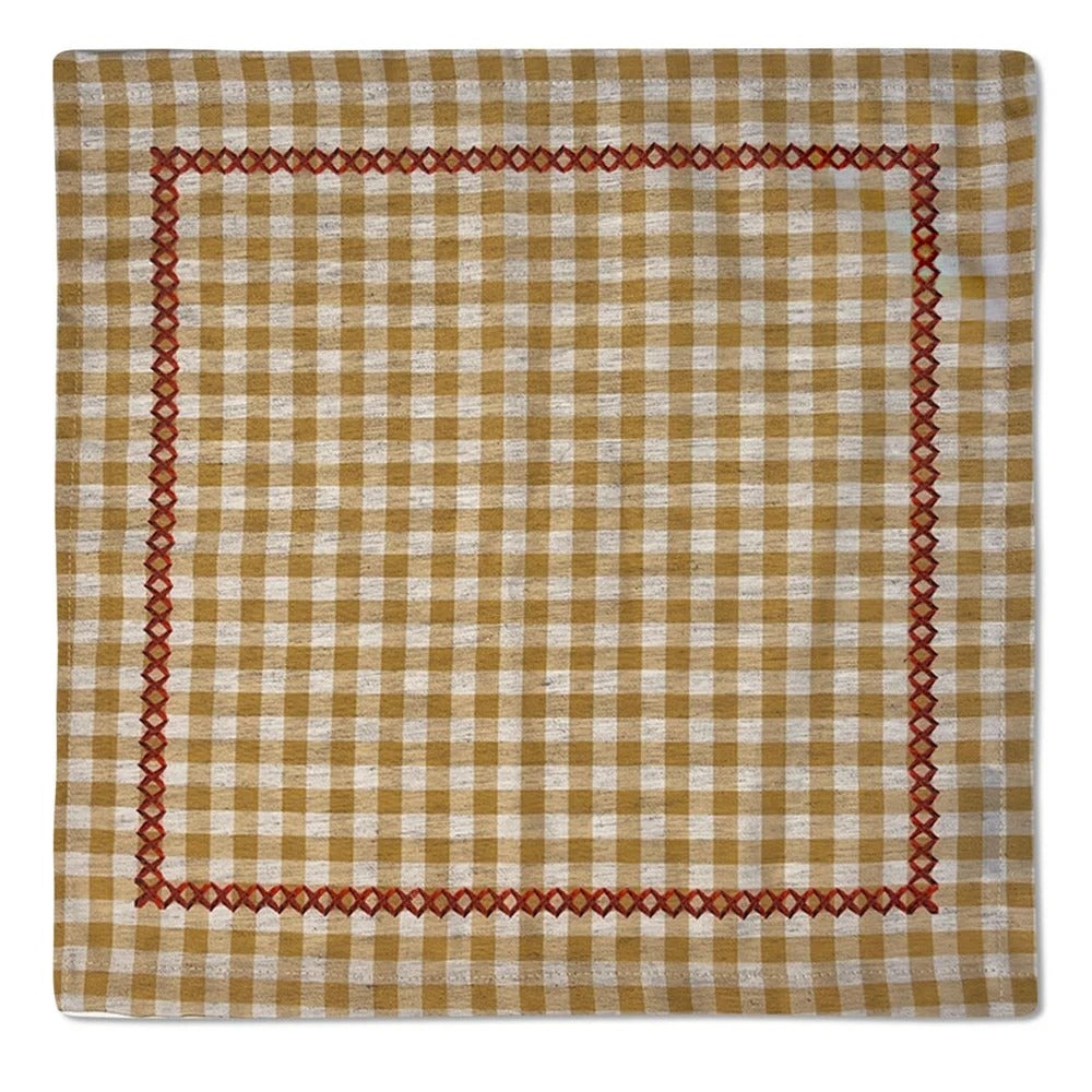 Kit 2 Capas de Sousplat + 2 Guardanapos de Linho - São João Rosas