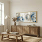 Quadro Abstrato Azul com e sem Vidro Moldura Amadeirada - Médio 94x34cm