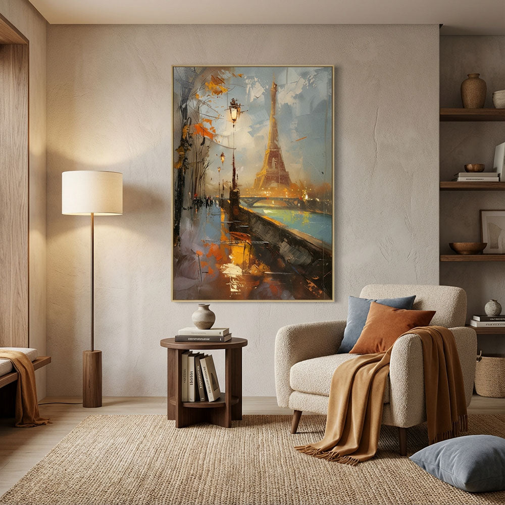Quadro Torre Eiffel Paris sem Vidro Moldura Amadeirada - Grande 80x120cm