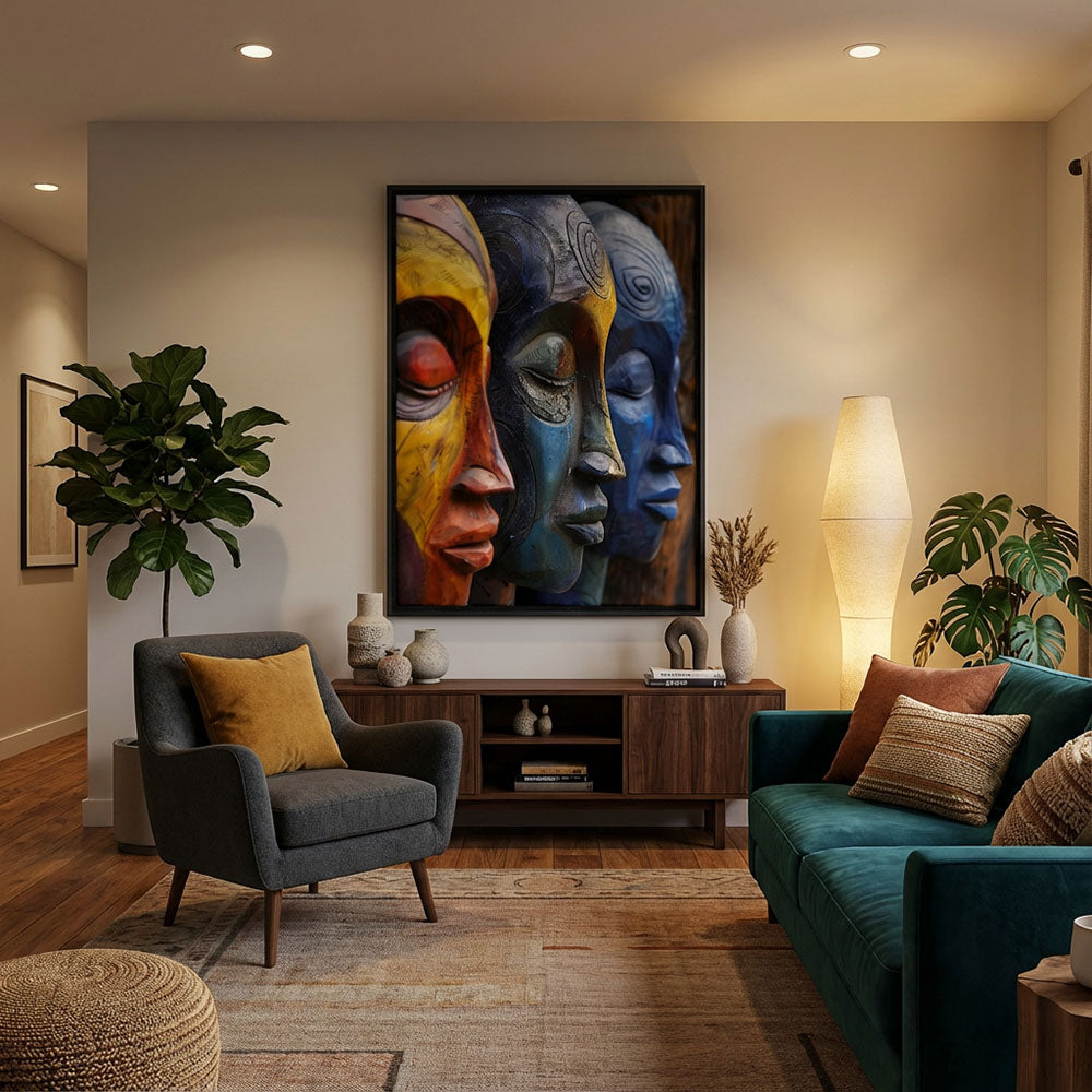 Quadro Cultura Africana sem Vidro Moldura 3D Preta - Grande 80x120cm