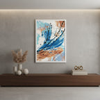 Quadro Abstrato Paradise com Vidro Moldura Branca - Médio 50x70cm