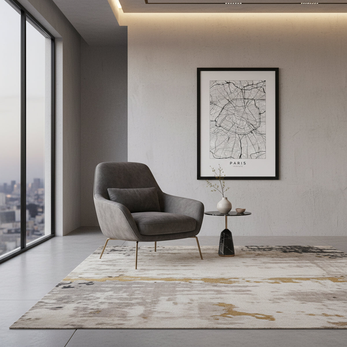 Quadro Paris França Tela Fosca Moldura Preta - Médio 50x70cm