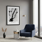 Quadro Cidade Nova York Tela Fosca Moldura Preta - Médio 50x70cm
