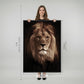 Quadro Leão Fundo Preto com e sem Vidro Moldura 3D Preta - Grande 80x100cm