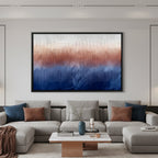 Quadro Abstrato Azul com Vidro Moldura 3D Preta - Médio 90x60cm