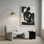 Quadro Boho Silhueta Tela Fosca Moldura Amadeirada - Grande 80x100cm