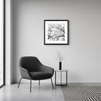 Quadro Galhos Copa Árvore Tela Fosca Moldura Preta - Pequeno 30x30cm