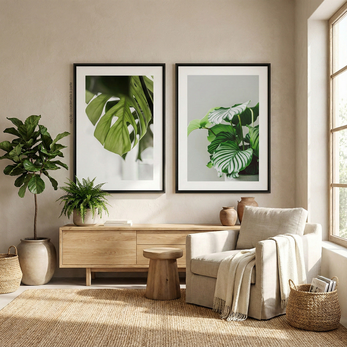 Quadro Vaso de Planta com e sem Vidro Moldura 3D Preta - Médio 50x70cm