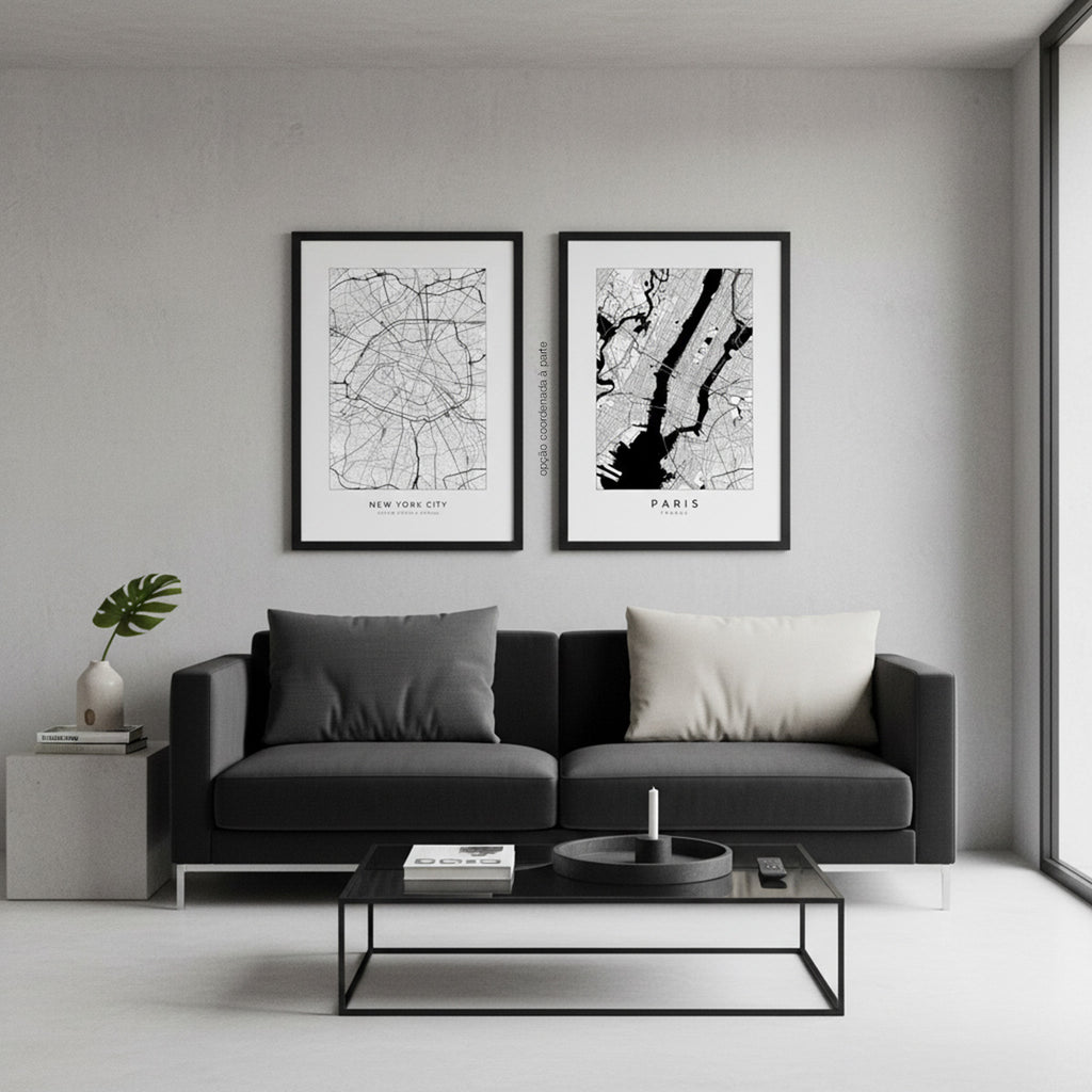 Quadro Paris França Tela Fosca Moldura Preta - Médio 50x70cm