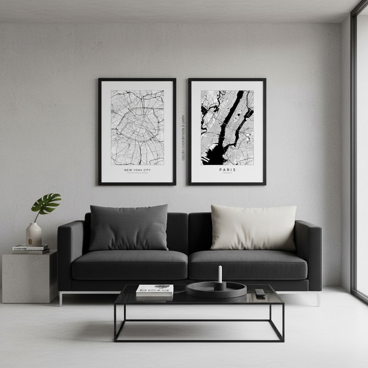 Quadro Paris França Tela Fosca Moldura Preta - Médio 50x70cm