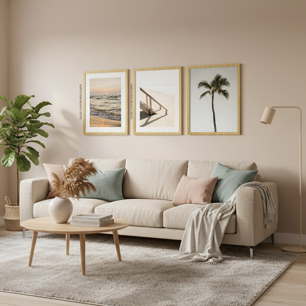 Quadro Palmeira Tela Fosca Moldura Amadeirada - Pequeno 32x42cm