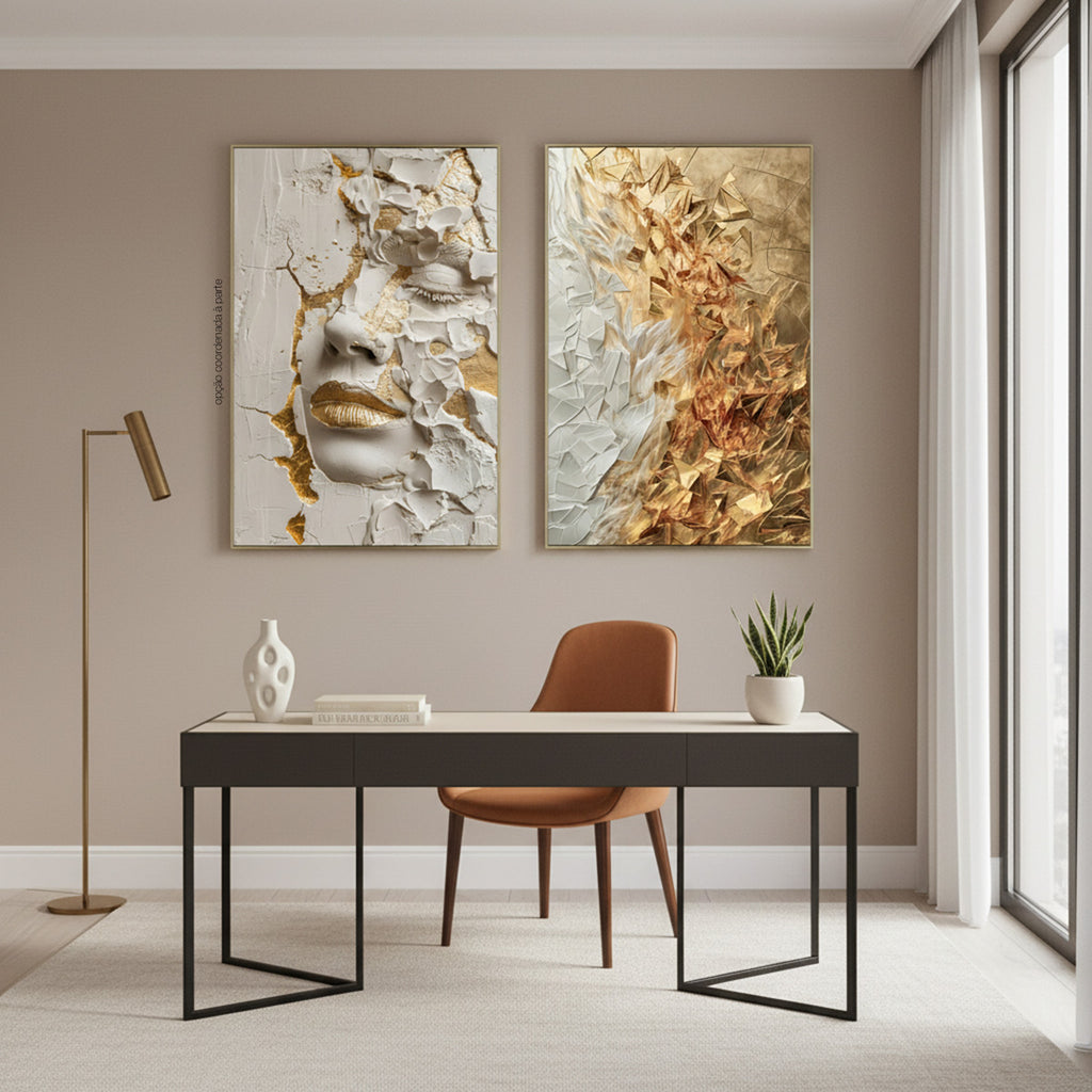 Quadro 3D Dourado sem Vidro Moldura Ouro Antigo - Grande 80x120cm