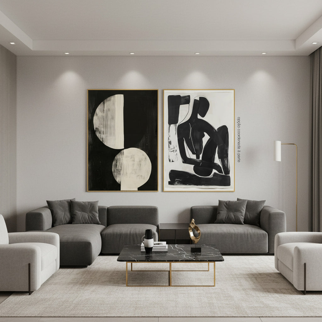 Quadro Boho Círculos com Vidro Moldura Amadeirada - Grande 80x100cm
