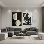 Quadro Boho Círculos com Vidro Moldura Amadeirada - Grande 80x100cm