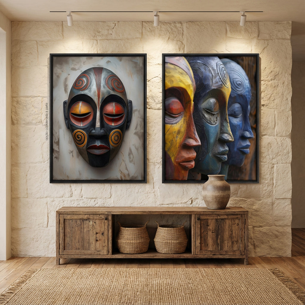 Quadro Cultura Africana sem Vidro Moldura 3D Preta - Grande 80x120cm