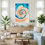 Quadro Mar em Espiral com Vidro Moldura Branca - Médio 50x70cm