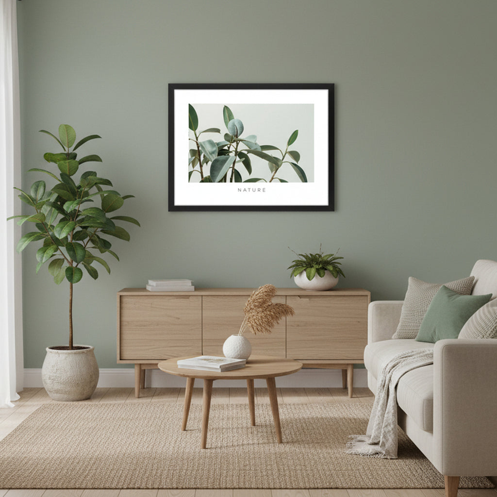 Quadro Botânico Natureza Tela Fosca Moldura Preta - Pequeno 42x32cm