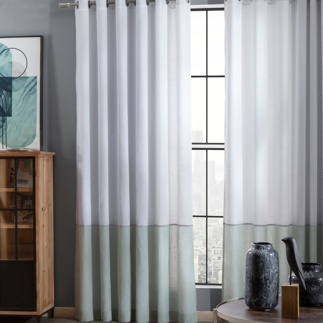 Cortina com Forro Verde Quarto Sala 5,50x2,50m Color Block